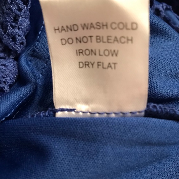 Intrigue Couture Royal Blue Crochet Dress with Keyhole open Front Lined - Picture 7 of 8